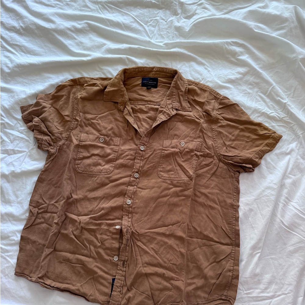 Lucky Brand Brown Short-Sleeve Button-Down Shirt